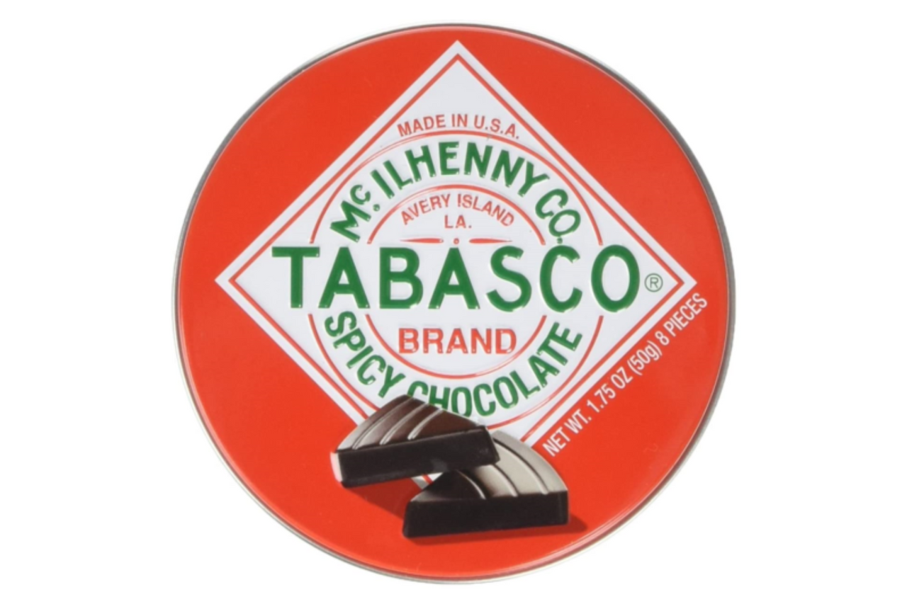 Tabasco Spicy Dark Chocolate Wedges Round Tin 50g Best Before